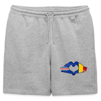 Drapeau du Cap-Vert Roumanie en forme de cœur utilisé - Short de survêtement homme premium - gris chiné - Devant - AI Model Male 178 light (178cm)