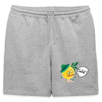 Citron Moustache Papa - Short de survêtement homme premium - gris chiné - Devant - AI Model Male 178 light (178cm)