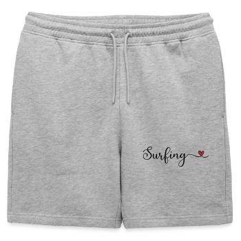 Typographie du cœur du surf - Short de survêtement homme premium - gris chiné - Devant - AI Model Male 178 light (178cm)