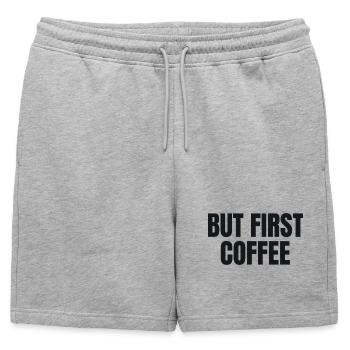 Mais d’abord le café - Chemise drôle de café - Short de survêtement homme premium - gris chiné - Devant - AI Model Male 178 light (178cm)