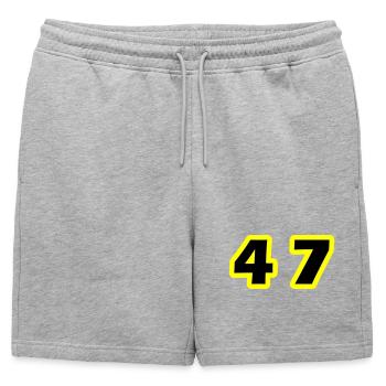 47 Symbole numérique - Short de survêtement homme premium - gris chiné - Devant - AI Model Male 178 light (178cm)