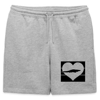 Alligator Heart - Mens' Premium Organic Sweatshorts - heather grey - Front - AI Model Male 178 light (178cm)