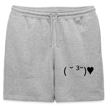 Kiss Emote ( ̆ ³ ̆) ♥ Heart Kaomoji - Mens' Premium Organic Sweatshorts - heather grey - Front - AI Model Male 178 light (178cm)