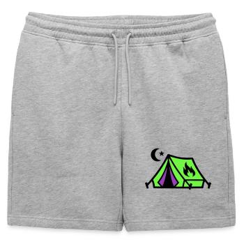 Tent Campfire Festival Icon - Mens' Premium Organic Sweatshorts - heather grey - Front - AI Model Male 178 light (178cm)