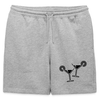 2 verres cocktail / cocktail / martini + (noir) - Short de survêtement homme premium - gris chiné - Devant - AI Model Male 178 light (178cm)