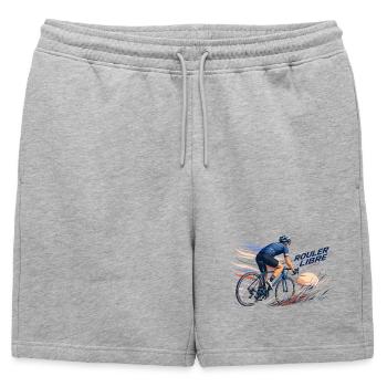 Rouler Libre: Cycliste en Flux - Short de survêtement homme premium - gris chiné - Devant - AI Model Male 178 light (178cm)