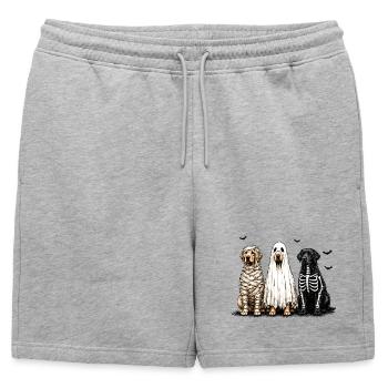 Dog trio in Halloween costumes - Mens' Premium Organic Sweatshorts - heather grey - Front - AI Model Male 178 light (178cm)