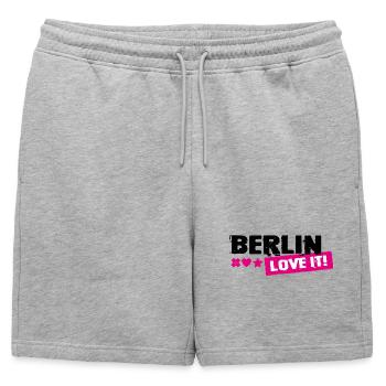Timbre rose Berlin Love It - Short de survêtement homme premium - gris chiné - Devant - AI Model Male 178 light (178cm)
