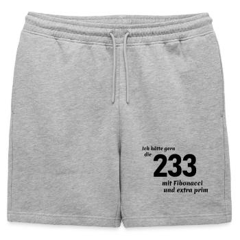 Bestellung Nummer - Männer Premium Organic Sweatshorts - Grau meliert - Vorne - AI Model Male 178 light (178cm)