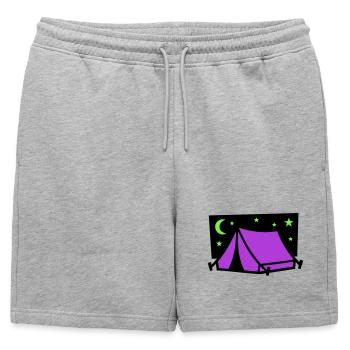 Camping Tent Star Graphic - Mens' Premium Organic Sweatshorts - heather grey - Front - AI Model Male 178 light (178cm)