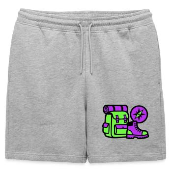 Hiking Backpack Compass Graphic - Mens' Premium Organic Sweatshorts - heather grey - Front - AI Model Male 178 light (178cm)