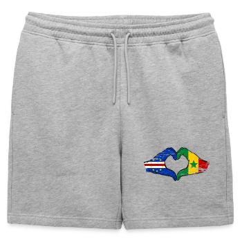 Cape Verde Senegal flag hands heart shape used - Mens' Premium Organic Sweatshorts - heather grey - Front - AI Model Male 178 light (178cm)