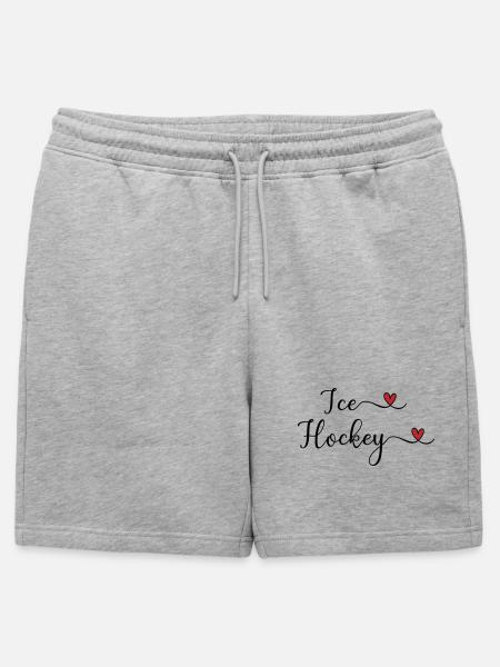 Eishockey Schriftzug mit Herz - Mens' Premium Organic Sweatshorts - heather grey