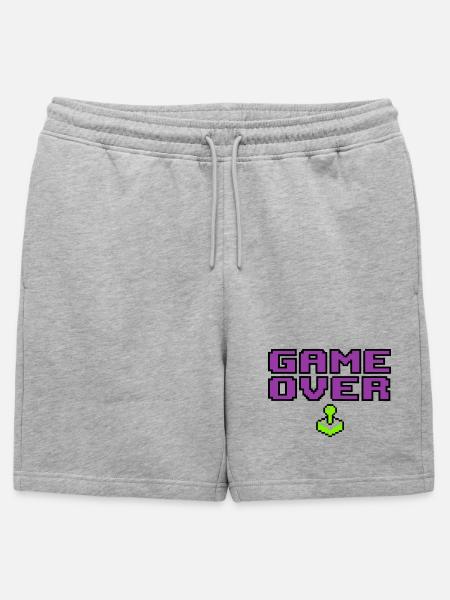 Game Over Pixel Logo - Mens' Premium Organic Sweatshorts - heather grey