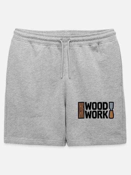 Wood Work Lettering Logo - Mens' Premium Organic Sweatshorts - heather grey