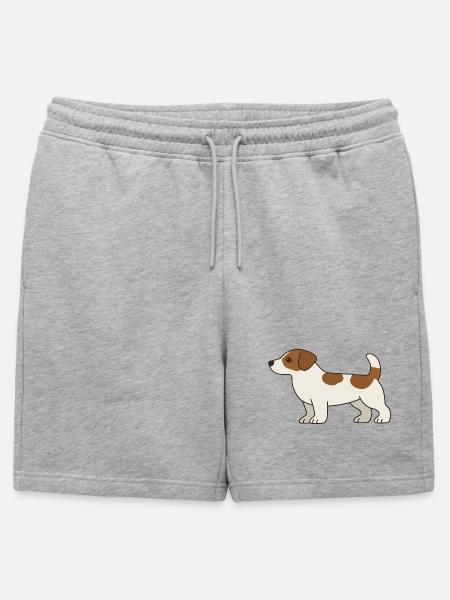 Beagle Cartoon Dog White Brown - Mens' Premium Organic Sweatshorts - heather grey