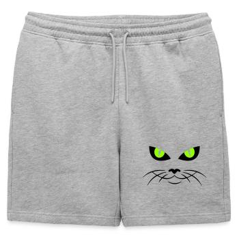 cat face - katzengesicht - Short de survêtement homme premium - gris chiné - Devant - AI Model Male 178 light (178cm)