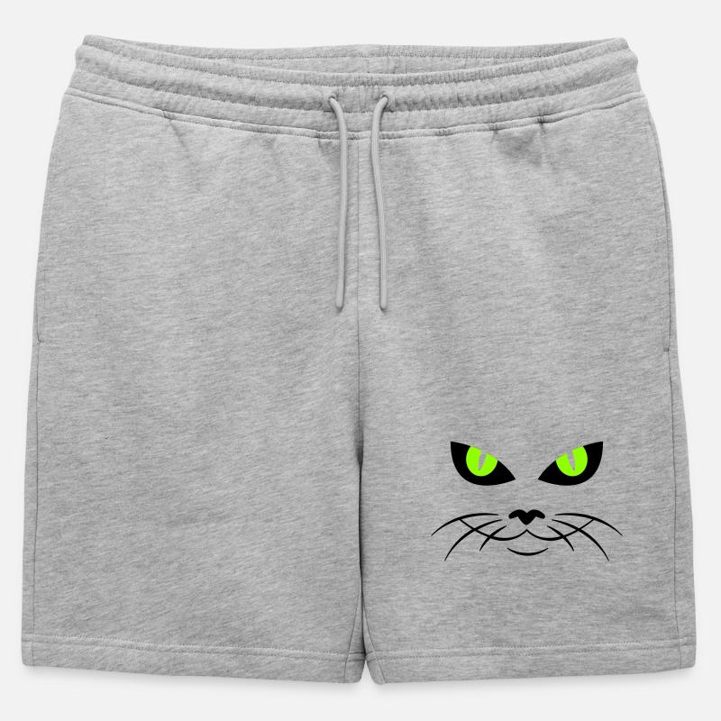 cat face - katzengesicht - Männer Premium Organic Sweatshorts - Grau meliert