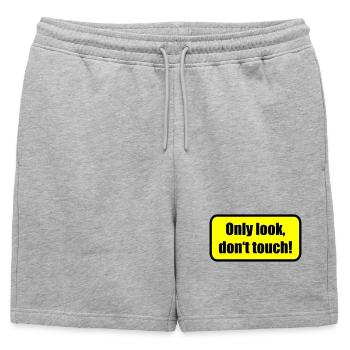 Only look dont touch | berühren | Touch - Short de survêtement homme premium - gris chiné - Devant - AI Model Male 178 light (178cm)