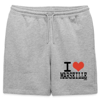i love marseille - Mens' Premium Organic Sweatshorts - heather grey - Front - AI Model Male 178 light (178cm)