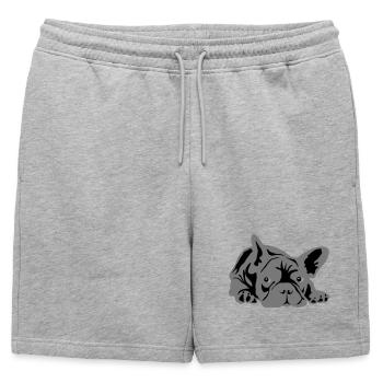 bouledogue français 2 couleurs - Short de survêtement homme premium - gris chiné - Devant - AI Model Male 178 light (178cm)