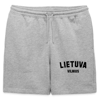 VILNIUS, Lietuva, Lithuania, Lithuania - Mens' Premium Organic Sweatshorts - heather grey - Front - AI Model Male 178 light (178cm)