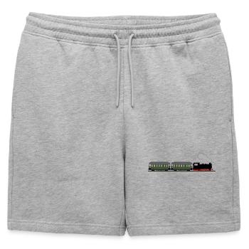 Train chemin de fer locomotive à vapeur voie étroite nostalgie ferroviaire - Short de survêtement homme premium - gris chiné - Devant - AI Model Male 178 light (178cm)