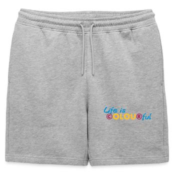 Life is colourful - Mens' Premium Organic Sweatshorts - heather grey - Front - AI Model Male 178 light (178cm)