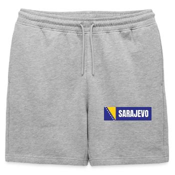 Sarajevo en Bosnie-Herzégovine Couleurs du drapeau - Short de survêtement homme premium - gris chiné - Devant - AI Model Male 178 light (178cm)