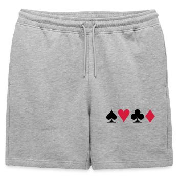 Poker - Jeu de cartes - Short de survêtement homme premium - gris chiné - Devant - AI Model Male 178 light (178cm)
