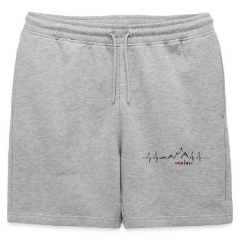 Love Nature Mountains Heart Rate ECG - Conception graphique - Short de survêtement homme premium - gris chiné - Devant - AI Model Male 178 light (178cm)