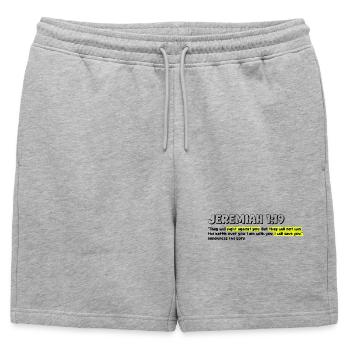 Inspirational Biblical Quote - Mens' Premium Organic Sweatshorts - heather grey - Front - AI Model Male 178 light (178cm)