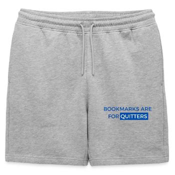 Les marque-pages, c’est pour les affiches ! Conception de livres - Short de survêtement homme premium - gris chiné - Devant - AI Model Male 178 light (178cm)