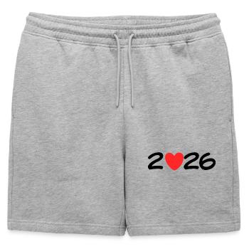 2026 avec du cœur. Réveillon du Nouvel An et Nouvel An Anticipation Bonheur - Short de survêtement homme premium - gris chiné - Devant - AI Model Male 178 light (178cm)