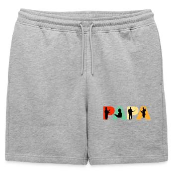 Silhouette professionnelle éducative Papa Enseignant - Short de survêtement homme premium - gris chiné - Devant - AI Model Male 178 light (178cm)