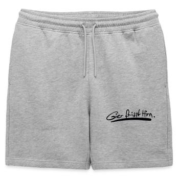 La cupidité ronge le cerveau. - Short de survêtement homme premium - gris chiné - Devant - AI Model Male 178 light (178cm)