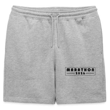 Marathon 2026 - Short de survêtement homme premium - gris chiné - Devant - AI Model Male 178 light (178cm)