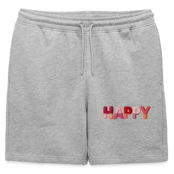 Happy Fabric Look Typography Trend - Mens' Premium Organic Sweatshorts - heather grey - Front - AI Model Male 178 light (178cm)