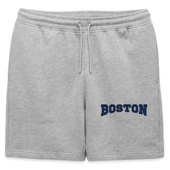 Boston Block Font Logo - Mens' Premium Organic Sweatshorts - heather grey - Front - AI Model Male 178 light (178cm)