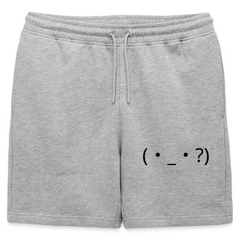 Emote confuse (・_・ ?) Point d’interrogation - Short de survêtement homme premium - gris chiné - Devant - AI Model Male 178 light (178cm)