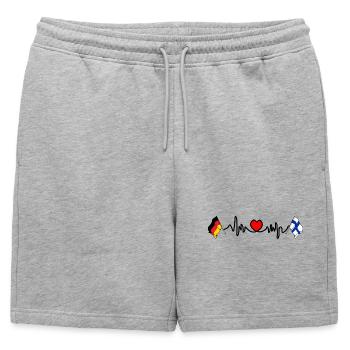 Cardioherz mit Flagge Deutschland und Flagge Finnland - Männer Premium Organic Sweatshorts - Grau meliert - Vorne - AI Model Male 178 light (178cm)