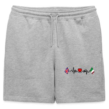 Cardio heart with England flag and Italy flag - Mens' Premium Organic Sweatshorts - heather grey - Front - AI Model Male 178 light (178cm)