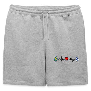 Cardio-Herz Flagge Schweden, Flagge Finnland - Männer Premium Organic Sweatshorts - Grau meliert - Vorne - AI Model Male 178 light (178cm)