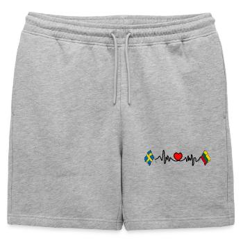 Cardio-Herz Flagge Schweden, Flagge Litauen - Männer Premium Organic Sweatshorts - Grau meliert - Vorne - AI Model Male 178 light (178cm)