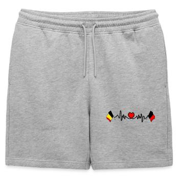 Cardio heart avec Flag Belgium et drapeau Namur - Short de survêtement homme premium - gris chiné - Devant - AI Model Male 178 light (178cm)