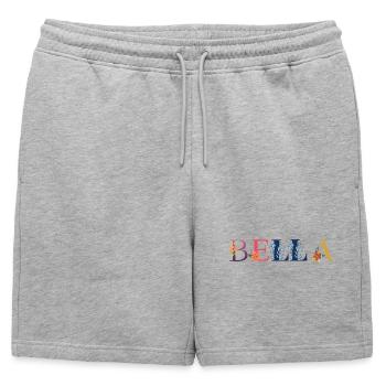Le nom BELLA est décoré de fleurs - Short de survêtement homme premium - gris chiné - Devant - AI Model Male 178 light (178cm)