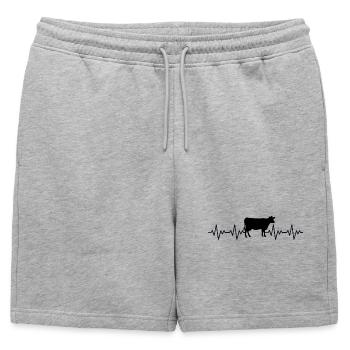 Farmer Cow ECG Heartbeat - Mens' Premium Organic Sweatshorts - heather grey - Front - AI Model Male 178 light (178cm)