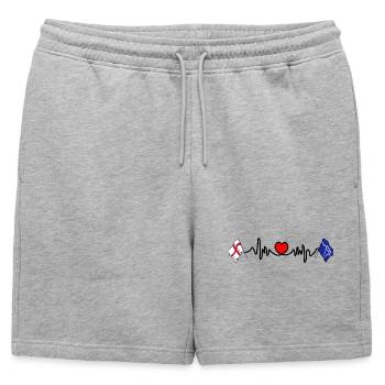 Tyne and Wear + drapeau anglais avec battement de cœur - Short de survêtement homme premium - gris chiné - Devant - AI Model Male 178 light (178cm)