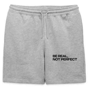 Be Real Not Perfect - Inspirational Quote - Mens' Premium Organic Sweatshorts - heather grey - Front - AI Model Male 178 light (178cm)