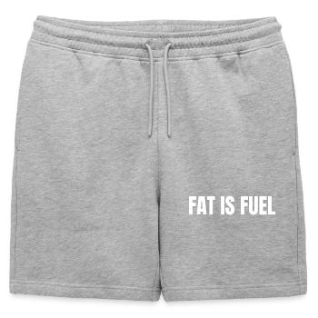 LA GRAISSE, C’EST DU CARBURANT | Mode de vie carnivore avec T-shirt riche en graisses - Short de survêtement homme premium - gris chiné - Devant - AI Model Male 178 light (178cm)